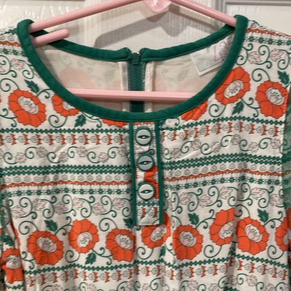 435 by Matilda Jane Spirited Song Orange & Green Folklorish Floral Dress Size 10 - Picture 2 of 5